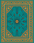 Ornate Teal and Gold Floral Medallion Rug