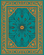 Ornate Teal and Gold Floral Medallion Rug
