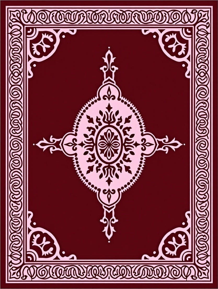 Crimson Pink Ornate Medallion Rug