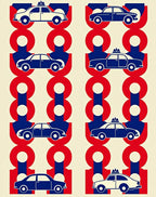 Retro Blue Red Car Repeat Rug