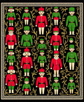 Folk Art Red Green Soldier Motif Rug