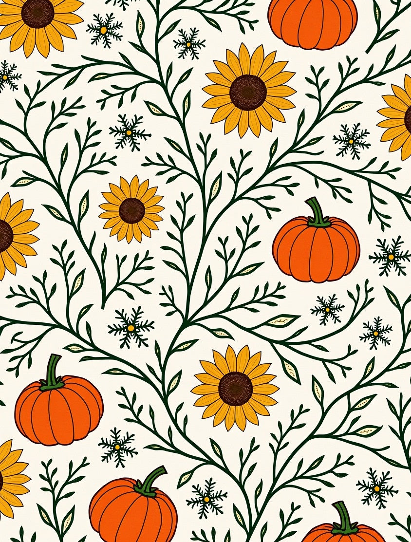 Autumn Harvest Sunflower Pumpkin Branches Rug