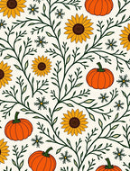 Autumn Harvest Sunflower Pumpkin Branches Rug