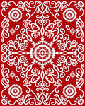 Red White Mandala Scrollwork Medallion Rug