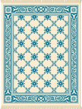 Cream and Teal Lattice Floral Border Rug