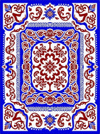 Crimson and Cobalt Mandala Statement Rug