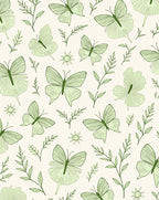 Soft Green Butterfly Botanical Whimsy Rug