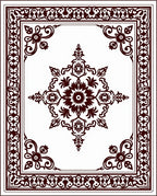 Deep Maroon Floral Medallion Border Rug
