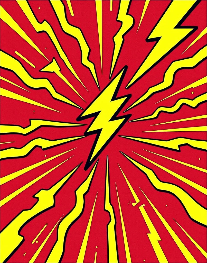 Dynamic Red Yellow Lightning Burst Rug