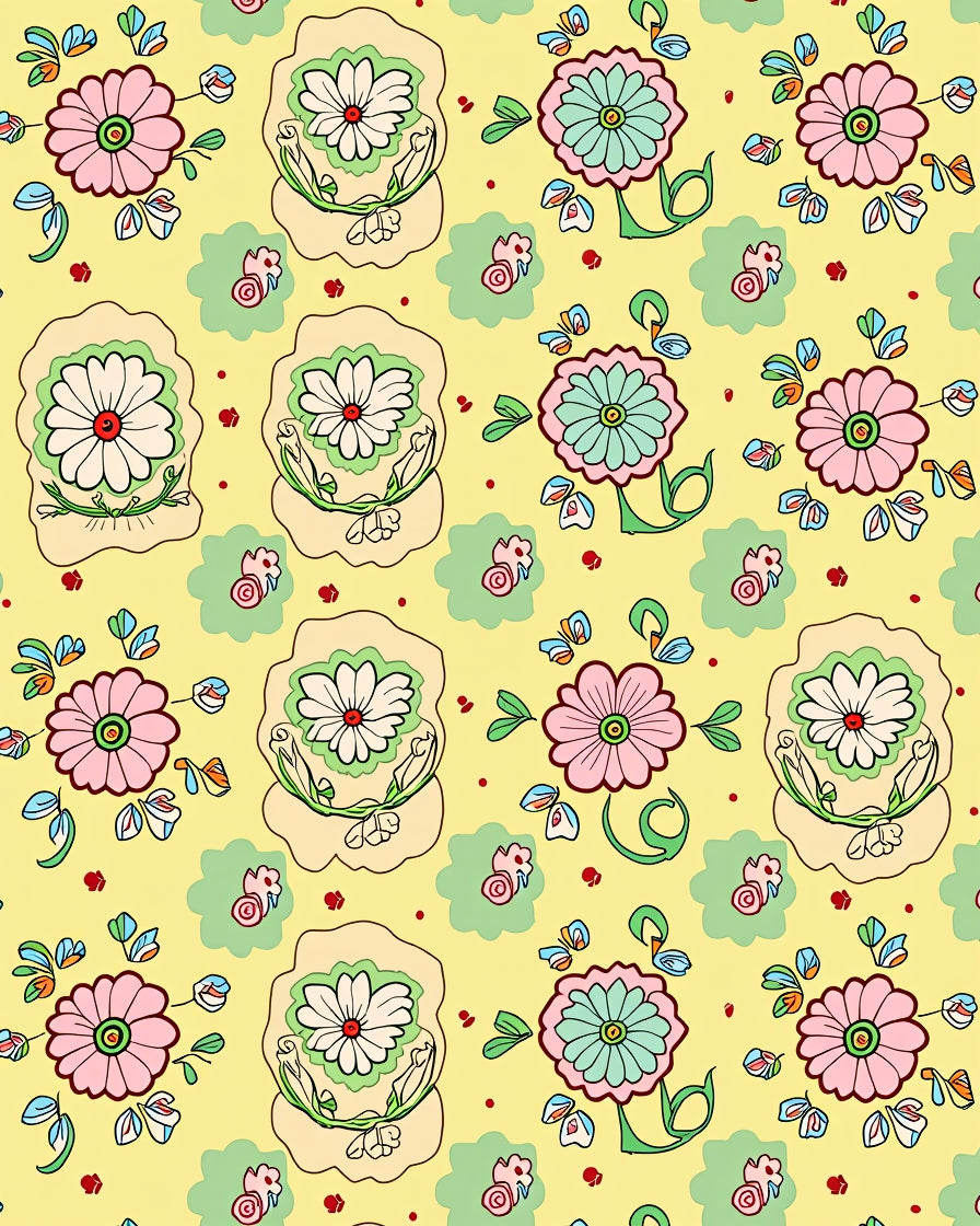 Pastel Floral Medallion Garden Rug
