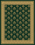 Emerald Green Golden Floral Border Rug