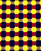 Bold Yellow Red Black Checkered Rug