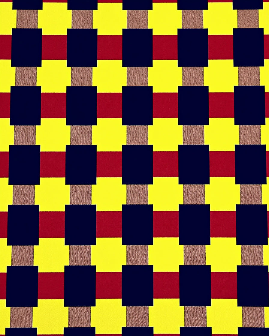 Bold Yellow Red Black Checkered Rug
