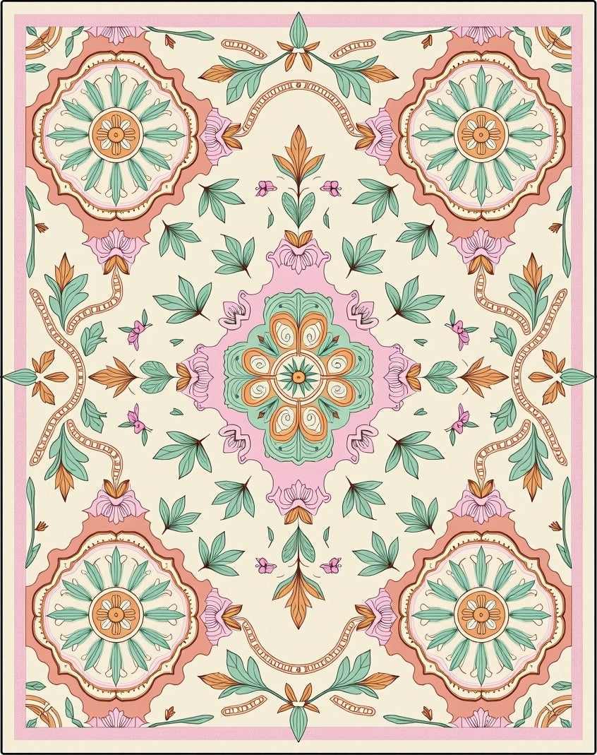 Tender Blossom Jewel Tone Medallion Rug