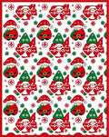 Whimsical Red Green Gnomes Snowflakes Rug