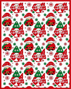 Whimsical Red Green Gnomes Snowflakes Rug