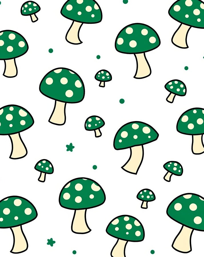 Whimsical Green Mushroom Dots Rug