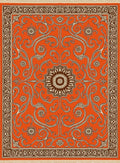 Vibrant Orange Swirl Floral Medallion Rug