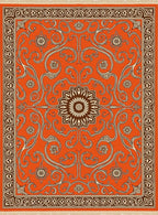 Vibrant Orange Swirl Floral Medallion Rug