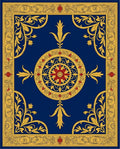 Grand Blue Golden Floral Medallion Rug