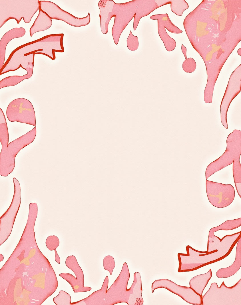 Coral Blush Abstract Organic Shapes Rug