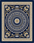 Golden Floral Medallion Navy Rug