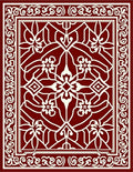 Crimson White Floral Geometric Interlace Rug