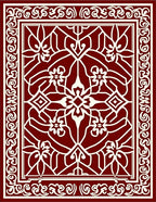 Crimson White Floral Geometric Interlace Rug
