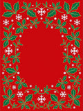 Holiday Red Holly Snowflake Border Rug