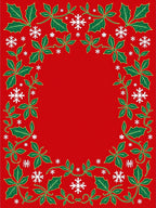 Holiday Red Holly Snowflake Border Rug