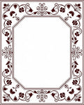 Classic Marroon Floral Vine Border Rug