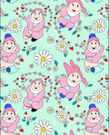 Charming Pink Gnomes Daisy Garland Rug