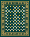 Emerald Green Floral Bordered Rug