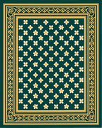 Emerald Green Floral Bordered Rug