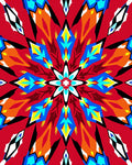 Vivid Red Geometric Starburst Rug