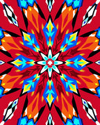Vivid Red Geometric Starburst Rug