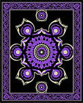 Purple Violet Floral Mandala Border Rug