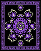 Purple Violet Floral Mandala Border Rug