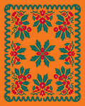 Vibrant Red Green Holly Berry Border Rug