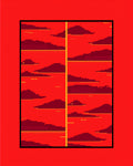Fiery Red Cloudscape Bordered Rug