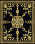 Golden Mandala Medallion Black Rug