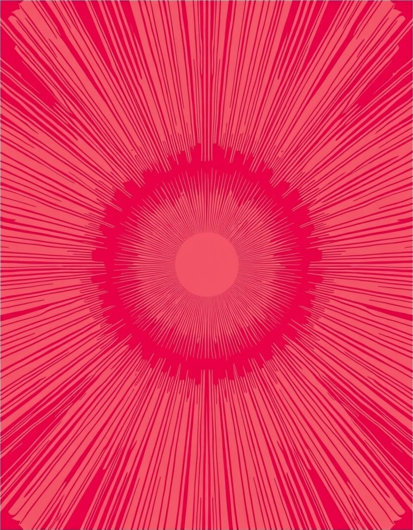 Radiant Crimson Sunburst Burst Rug