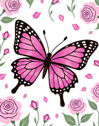 Pink Butterfly Rose Garden Rug