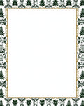 Forest Green Evergreen Silhouette Border Rug
