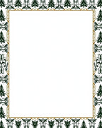 Forest Green Evergreen Silhouette Border Rug