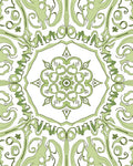 Sage Green Floral Medallion Garden Rug