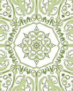 Sage Green Floral Medallion Garden Rug