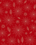 Crimson Poinsettia Floral Line Art Rug