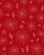 Crimson Poinsettia Floral Line Art Rug