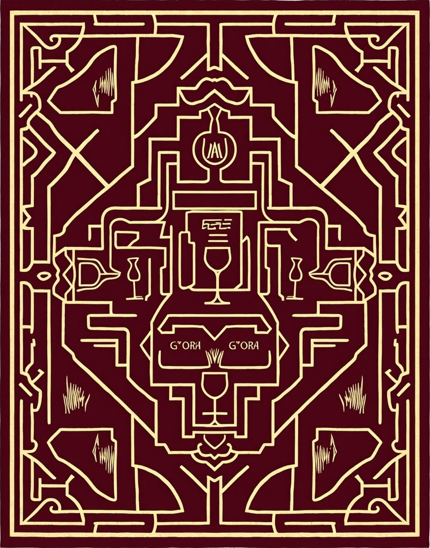 Crimson Geometric Wine Motif Rug